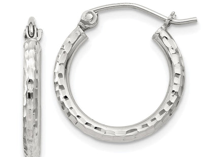 Sterling Silver Diamond Cut Hoop Earrings (Style QE4461SP)
