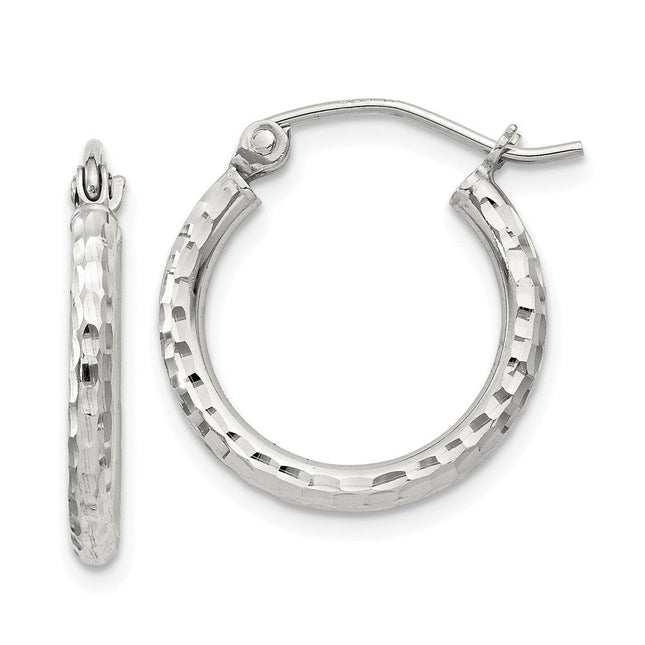 Sterling Silver Diamond Cut Hoop Earrings, 18 x 2mm