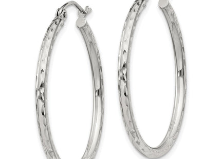 Sterling Silver Diamond Cut Hoop Earrings (Style QE4462SP)