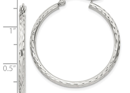 Sterling Silver Diamond Cut Hoop Earrings (Style QE4462SP)