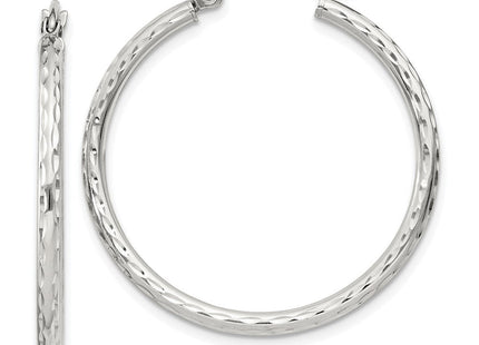 Sterling Silver Diamond Cut Hoop Earrings (Style QE4462SP)