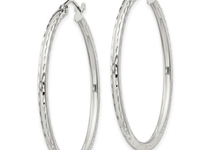 Sterling Silver Diamond Cut Hoop Earrings (Style QE4463SP)