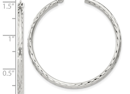 Sterling Silver Diamond Cut Hoop Earrings (Style QE4463SP)