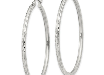 Sterling Silver Diamond Cut Hoop Earrings (Style QE4464SP)