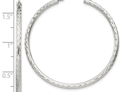 Sterling Silver Diamond Cut Hoop Earrings (Style QE4464SP)