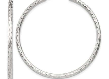 Sterling Silver Diamond Cut Hoop Earrings (Style QE4464SP)