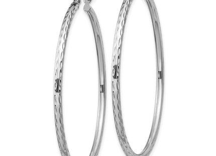Sterling Silver Rhodium Plated Diamond Cut Hoop Earrings (Style QE4465)