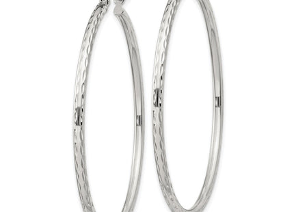 Sterling Silver Diamond Cut Hoop Earrings (Style QE4465SP)