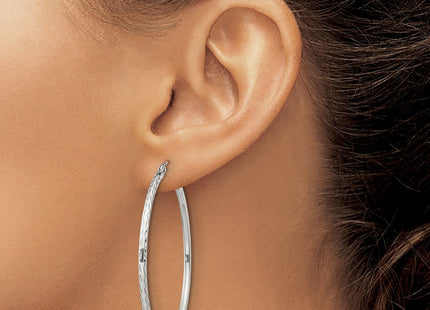 Sterling Silver Diamond Cut Hoop Earrings (Style QE4465SP)