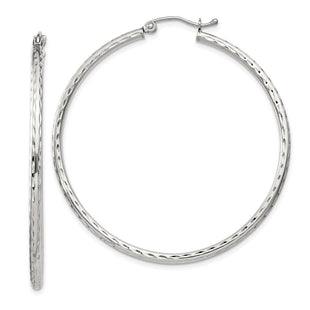 Sterling Silver Diamond Cut Hoop Earrings (Style QE4465SP)
