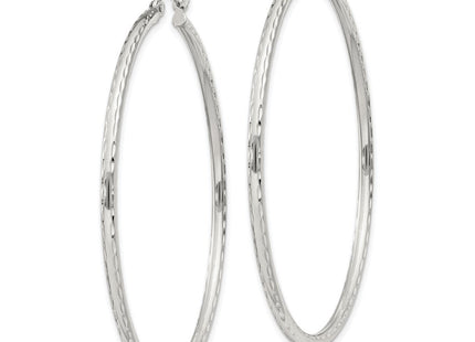 Sterling Silver Diamond Cut Hoop Earrings (Style QE4466SP)