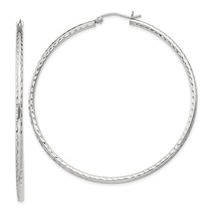Sterling Silver Diamond Cut Hoop Earrings (Style QE4467SP)