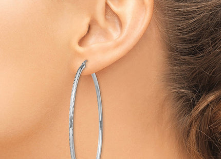 Sterling Silver Rhodium Plated Diamond Cut Hoop Earrings (Style QE4468)