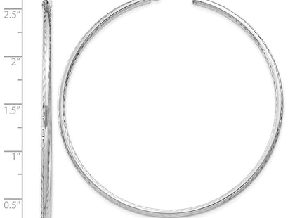 Sterling Silver Rhodium Plated Diamond Cut Hoop Earrings (Style QE4468)