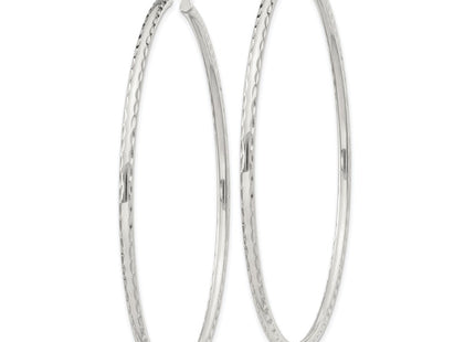 Sterling Silver Diamond Cut Hoop Earrings (Style QE4468SP)