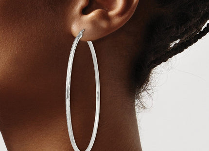 Sterling Silver Diamond Cut Hoop Earrings (Style QE4468SP)