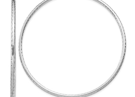 Sterling Silver Rhodium Plated Diamond Cut Hoop Earrings (Style QE4468)