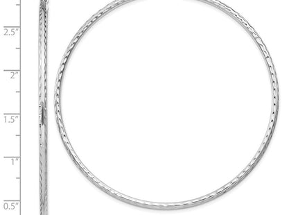 Sterling Silver Rhodium Plated Diamond Cut Hoop Earrings (Style QE4469)