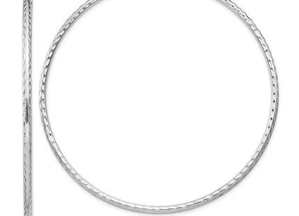 Sterling Silver Rhodium Plated Diamond Cut Hoop Earrings (Style QE4469)