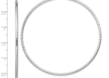 Sterling Silver Rhodium Plated Diamond Cut Hoop Earrings (Style QE4470)