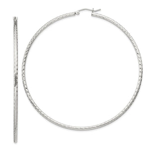 Sterling Silver Diamond Cut Hoop Earrings (Style QE4470SP)