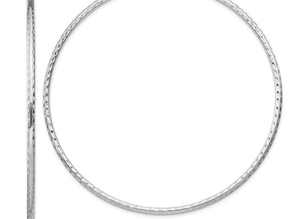 Sterling Silver Rhodium Plated Diamond Cut Hoop Earrings (Style QE4470)