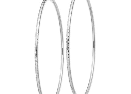Sterling Silver Rhodium Plated Diamond Cut Hoop Earrings (Style QE4471)