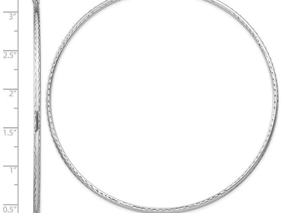 Sterling Silver Rhodium Plated Diamond Cut Hoop Earrings (Style QE4471)
