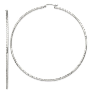 Sterling Silver Diamond Cut Hoop Earrings (Style QE4471SP)