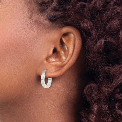 Sterling Silver Square Tube Hoop Earrings, 17 x 3mm