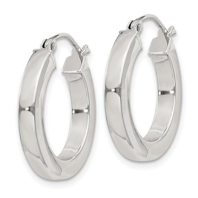 Sterling Silver Square Tube Hoop Earrings, 20 x 3mm