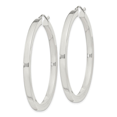 Sterling Silver Square Tube Hoop Earrings, 45 x 3mm