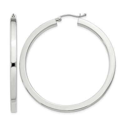 Sterling Silver Square Tube Hoop Earrings, 45 x 3mm
