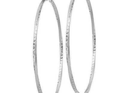 Sterling Silver RH-plated Satin Diamond-cut 2. Twisted Hoop Earrings