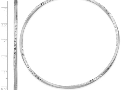 Sterling Silver RH-plated Satin Diamond-cut 2. Twisted Hoop Earrings