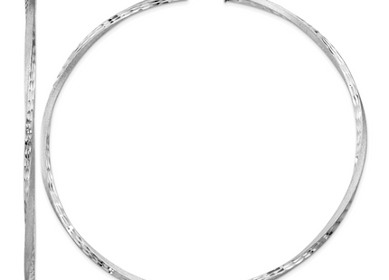 Sterling Silver RH-plated Satin Diamond-cut 2. Twisted Hoop Earrings