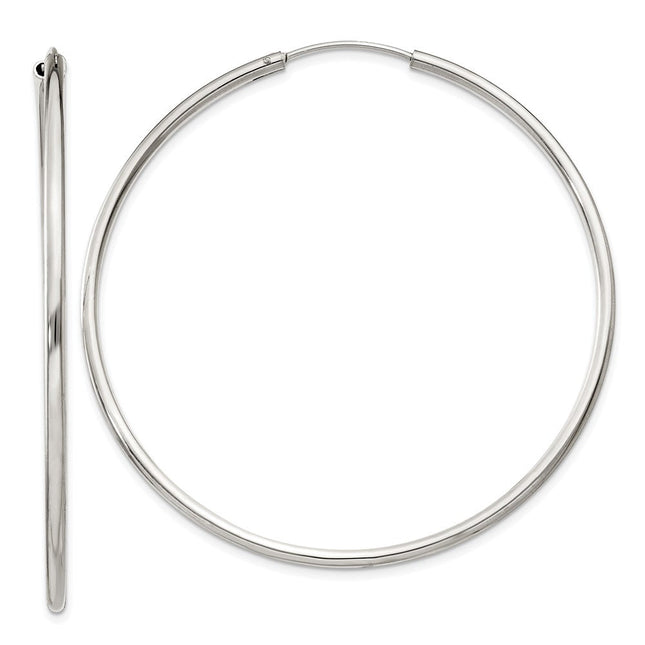 Sterling Silver Endless Hoop Earrings, 55 x 2mm