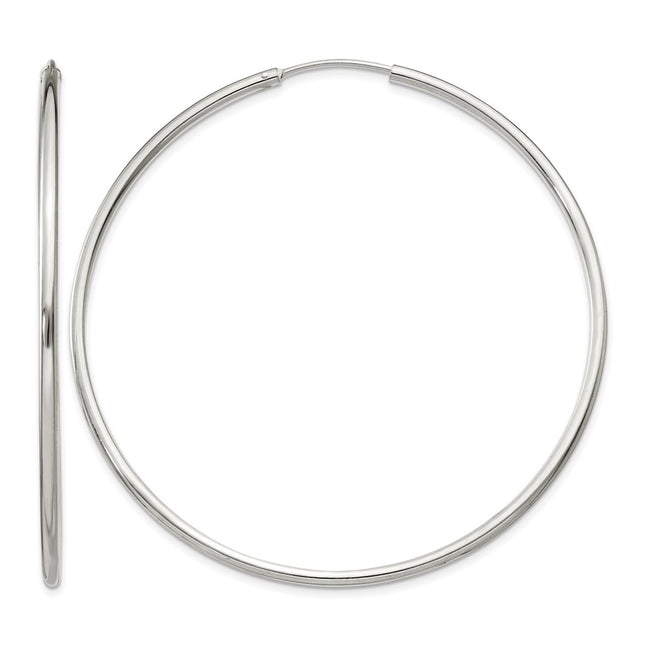 Sterling Silver Endless Hoop Earrings, 61 x 2mm