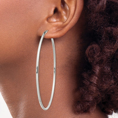 Sterling Silver Endless Hoop Earrings, 70 x 2mm