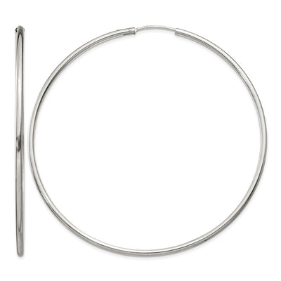 Sterling Silver Endless Hoop Earrings, 70 x 2mm