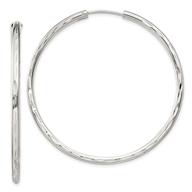 Sterling Silver D/C 2. Endless Hoop Earrings, 50 x 50mm