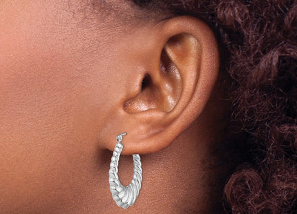 Sterling silver oval hoop earrings, another view