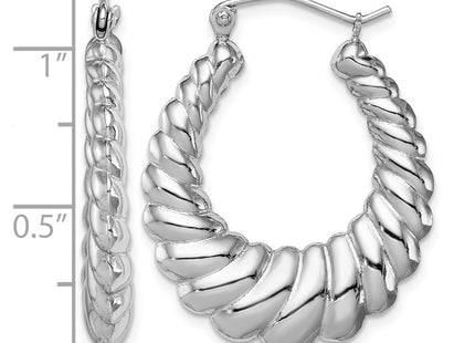 Sterling silver oval hoop earrings, further view
