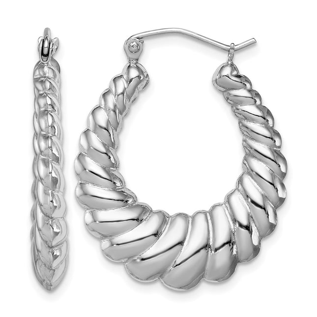 Sterling silver oval hoop earrings