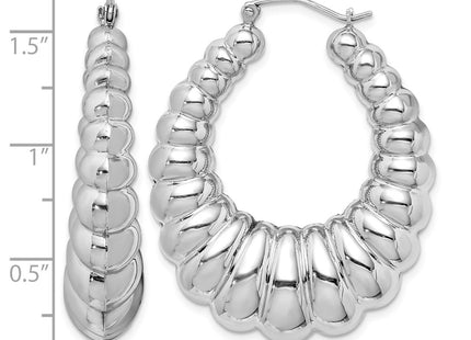 Sterling silver oval hoop earrings, further view