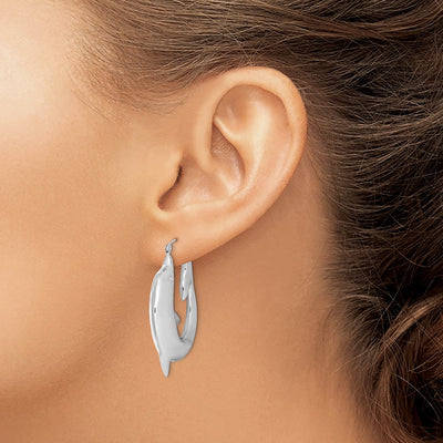 Sterling Silver Rhodium-plated Polished Dolphin Round Hoop Earrings, 41 x 5.5mm