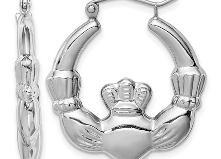 Sterling silver claddagh hoop earrings