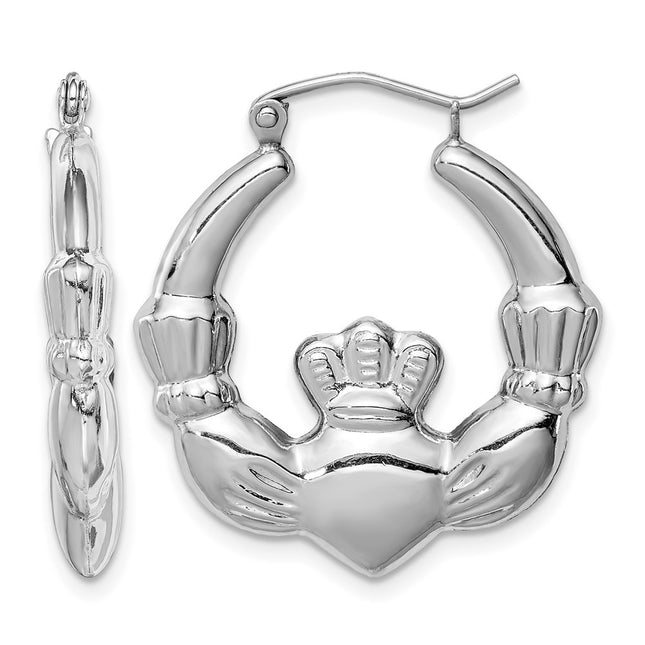 Sterling silver claddagh hoop earrings