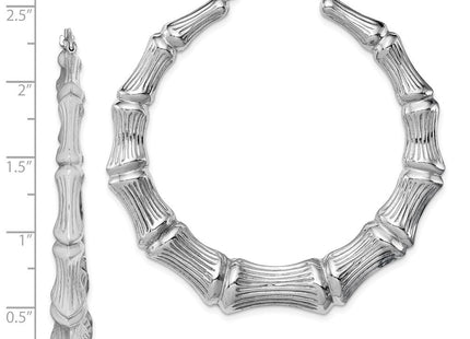 Sterling Silver Rhodium-plated Bamboo Round Hoop Earrings (Style QE4714)