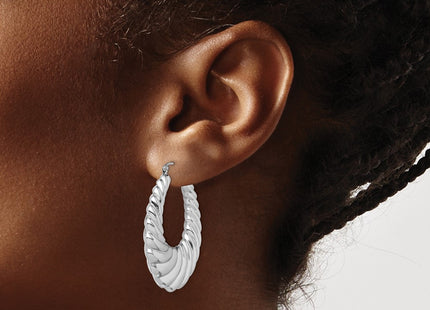 Sterling silver oval hoop earrings, another view